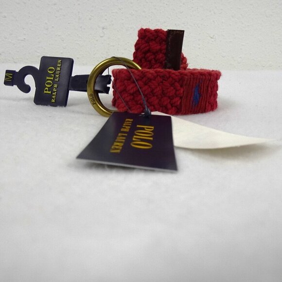Polo Ralph Lauren Belt Men's Size M Red Webbed Adjustable O Ring Preppy - Picture 1 of 7